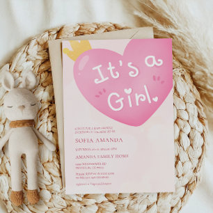 It's a Girl Pink Balloon Baby Shower Invitation