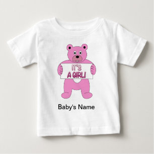 It's A Girl Pink Bear Baby T-Shirt
