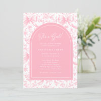 It's a Girl Pink Bow Toile Modern Baby Shower