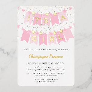 It's A Girl Pink Bunting Flags Photo Baby Shower F