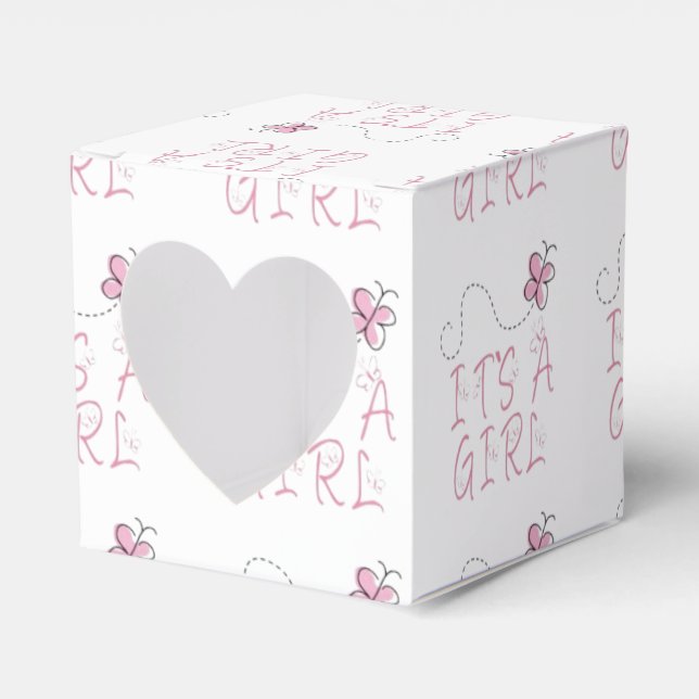 It's A Girl Pink Butterfly Favour Box (Front Side)