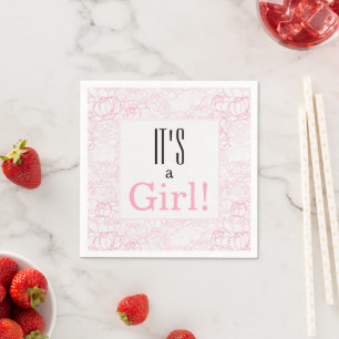 It's a Girl PInk Floral Baby Shower Napkin
