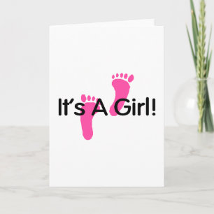 Its A Girl Pink Footprints Announcement