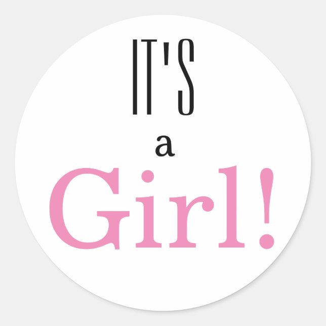 It's a Girl! Pink Gender Reveal Baby Shower Classic Round Sticker (Front)