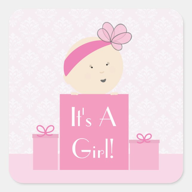 It's A Girl Pink Gifts Sticker (Front)