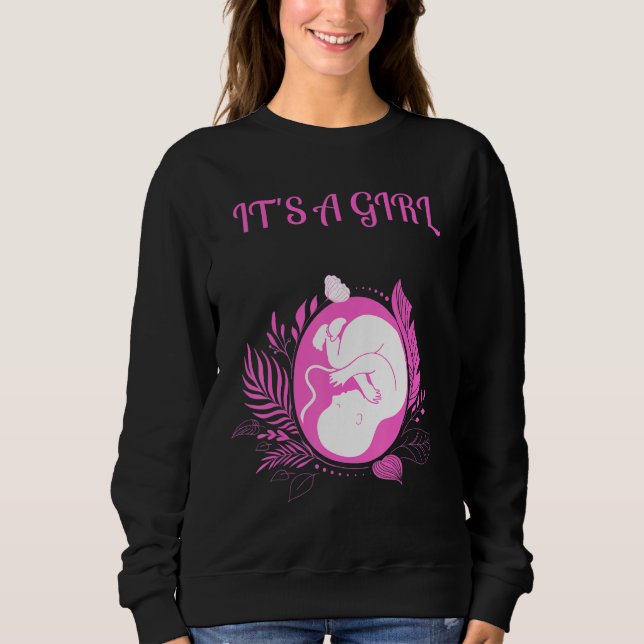 It's A Girl Pink Girl Baby Shower Gender Reveal Co Sweatshirt (Front)