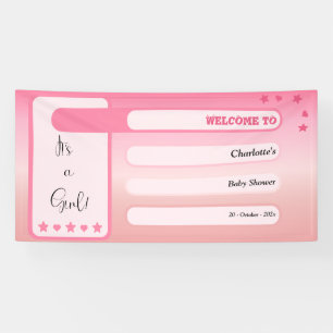 It's A Girl! Pink Gradient Cute Baby Shower Banner