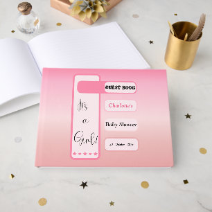 It's A Girl! Pink Gradient Cute Baby Shower Guest Book