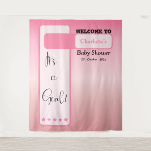 It's A Girl! Pink Gradient Cute Photo Backdrop Tapestry