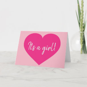 It's a girl! pink heart announcement