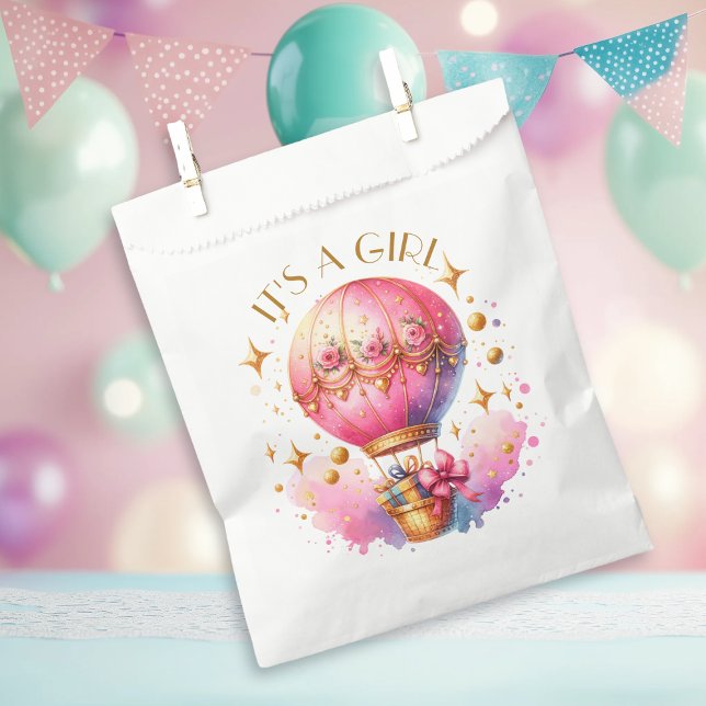 It's a Girl | Pink Hot Air Balloon Baby Shower Favour Bags (Creator Uploaded)