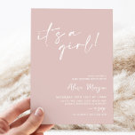 It's a Girl! Pink Minimal Baby Shower Invitation<br><div class="desc">It's A Girl! Dusty Pink Minimalist Baby Shower Invitation. The perfect modern invitation for your Baby Shower,  Baby Sprinkle or Baby-Q.</div>