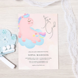 It's a Girl Pink Pony Baby Shower Invitation