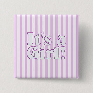 It's a Girl Pink Striped Announcement 15 Cm Square Badge