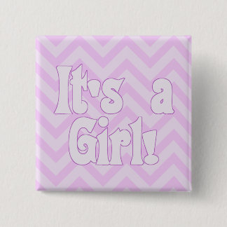 It's a Girl Pink Zigzag Announcement 15 Cm Square Badge