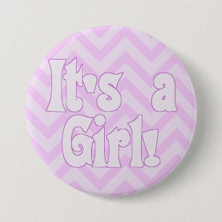 It's a Girl Pink Zigzag Announcement 7.5 Cm Round Badge