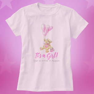 It's a girl pregnancy due month custom teddy bear T-Shirt