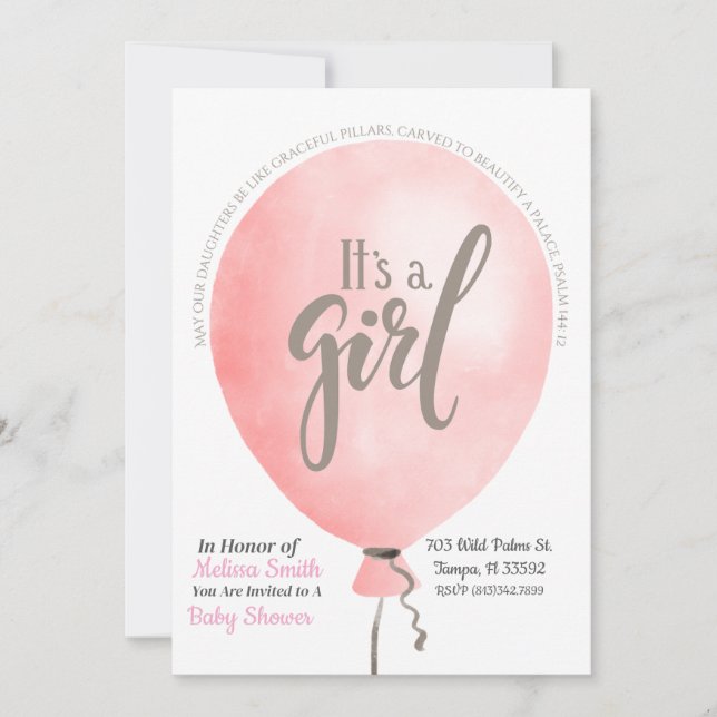 It's a Girl Psalm 144:12 Baby Shower Invitation  (Front)