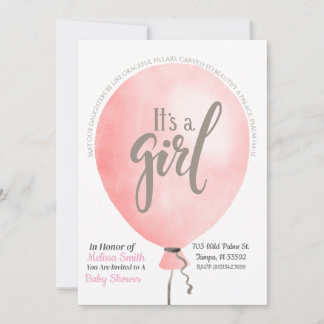 It's a Girl Psalm 144:12 Baby Shower Invitation