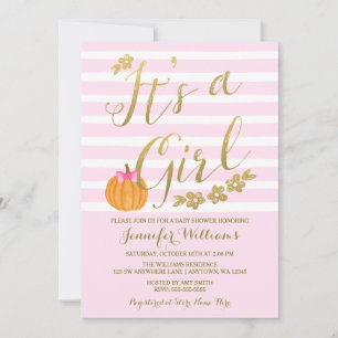 It's a Girl Pumpkin Fall Baby Shower Invitation
