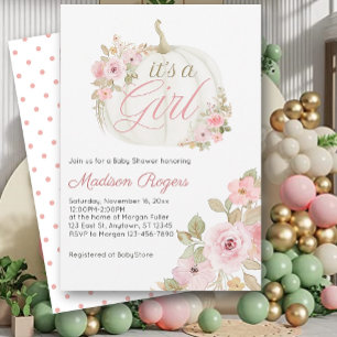 Its a Girl - Pumpkin Rose Baby Shower Invitation