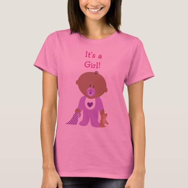 It's a Girl Purple Dressed Baby  Maternity Shirt (Front)