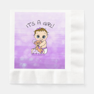 It's a Girl, Purple Girl's Baby Shower Napkins