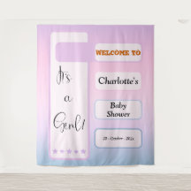 It's A Girl! Purple Gradient Eyeball Text Backdrop