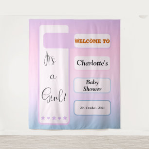 It's A Girl! Purple Gradient Eyeball Text Backdrop Tapestry
