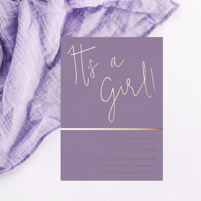 Its a Girl! Purple Lavender Baby Shower Rose Gold (Creator Uploaded)