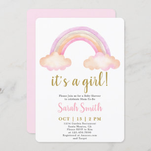It's a Girl Rainbow Baby Shower girl Invitation