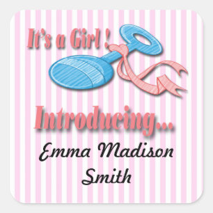 Its a Girl Rattle Birth Announcement envelope seal