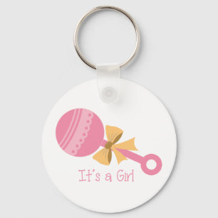 Its A Girl Rattle Key Ring