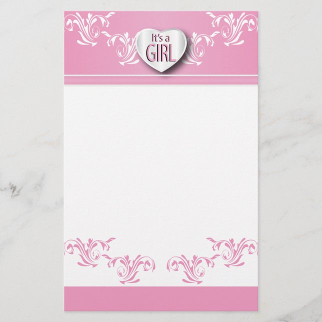 It's a Girl Scrapbooking Stationery (Front)