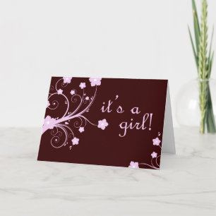 it's a girl! (see inside) : pink blossoms : announcement