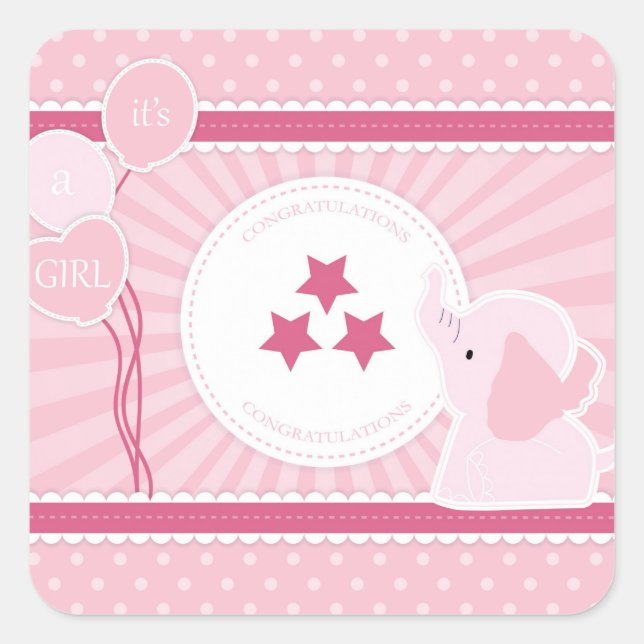 It's A Girl Square Sticker (Front)