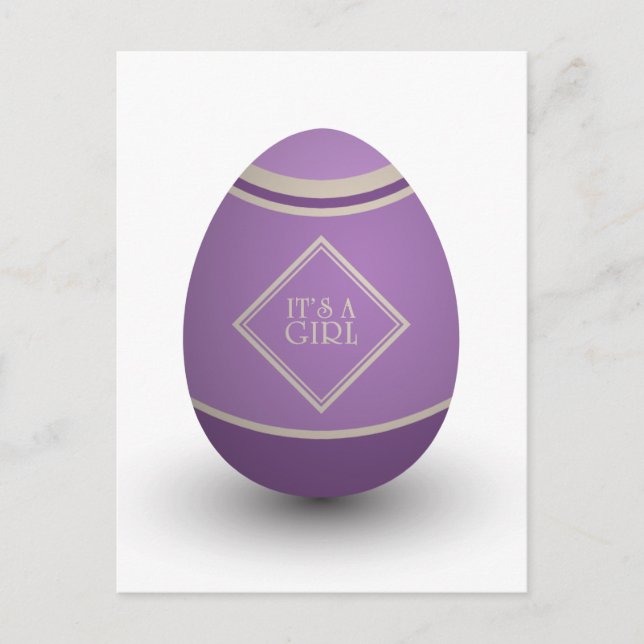 it's a girl stork egg announcement postcard (Front)