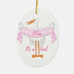 It's A Girl Stork Ornament