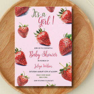  It's a girl Strawberry baby shower Invitation
