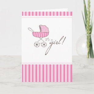 It's A Girl Stroller   Baby Shower Invitation Card