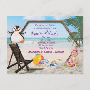 It's a Girl - Summer Christmas Baby Postcard