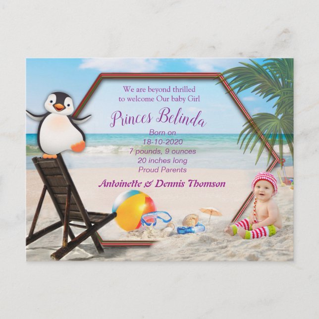 It's a Girl - Summer Christmas Baby Postcard (Front)