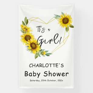 It's a Girl! Sunflowers Frame Baby Shower Banner