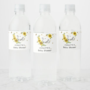 It's a Girl! Sunflowers Frame Baby Shower Water Bottle Label