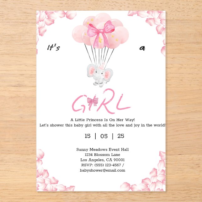 its a girl.sweet babyshower acrylic invitations (Front)