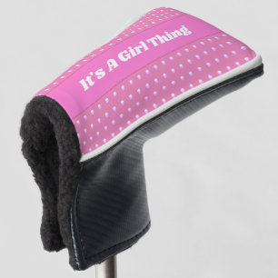 Its A Girl Thing Pink Bright Polka Dots Girly Golf Head Cover