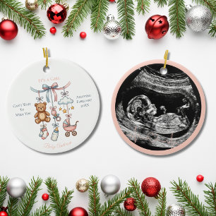 Its a Girl Ultrasound Pregnancy Announcement Baby Ceramic Tree Decoration