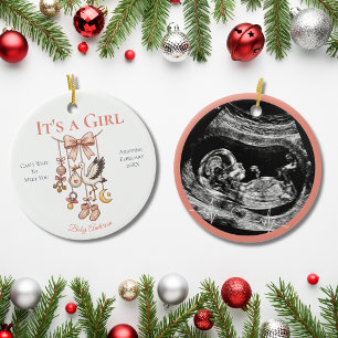 Its a Girl Ultrasound Pregnancy Announcement Baby Ceramic Tree Decoration