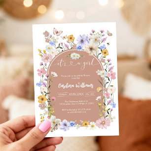 It's A Girl Wildflower Butterfly Baby Shower Invitation