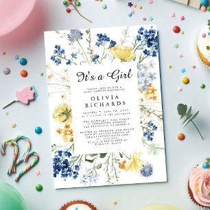 It's A Girl Wildflower Floral Baby Shower Invitation